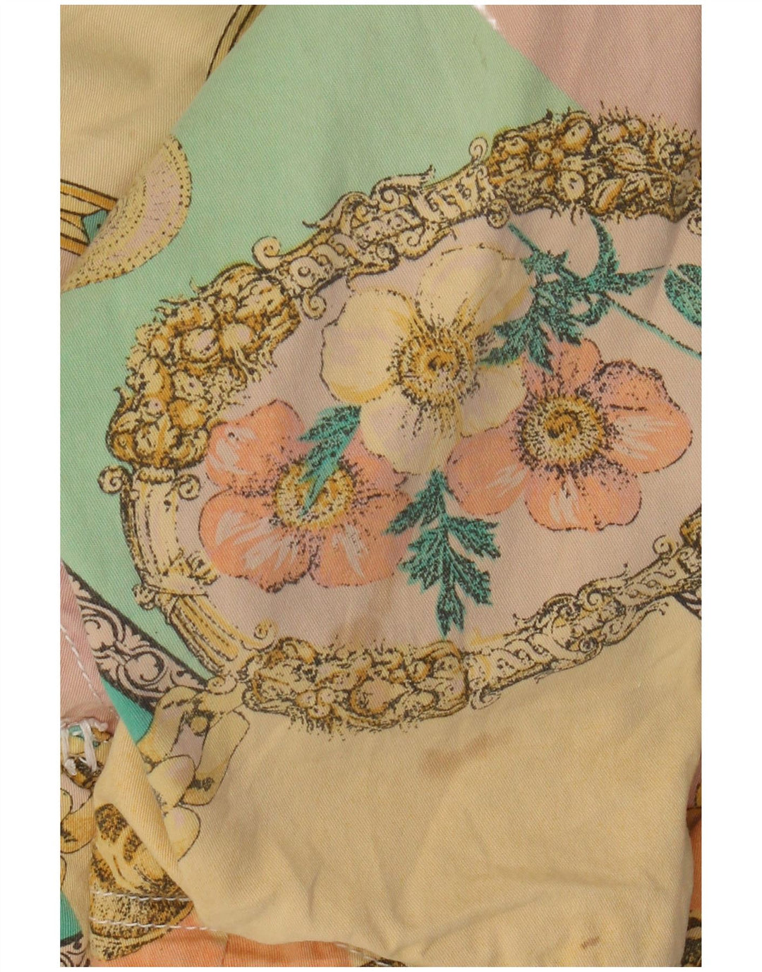 Vintage Γυναικείο Crop Bomber Jacket UK 12 Medium Πολύχρωμο Floral Βαμβακερό