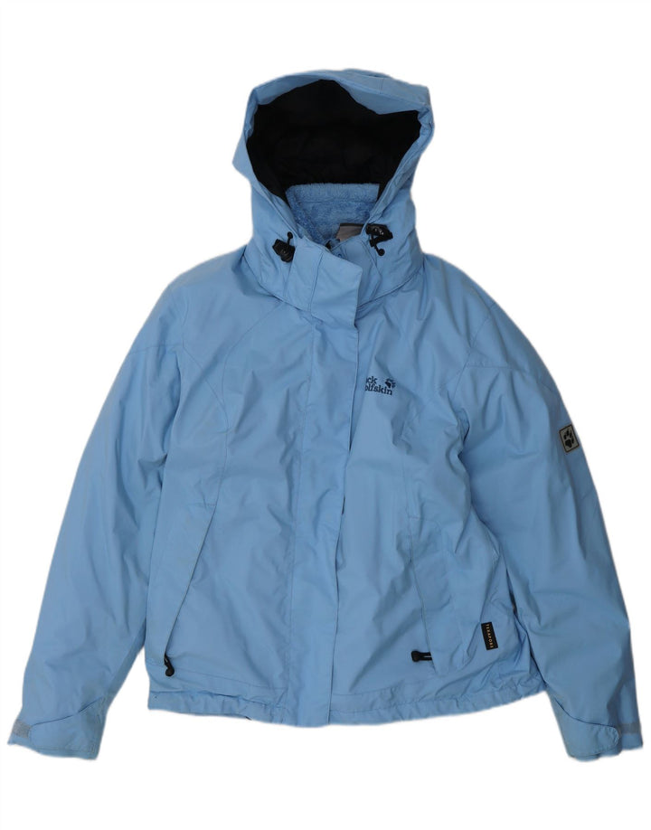 JACK WOLFSKIN Γυναικείο μπουφάν με κουκούλα αντιανεμικό UK 12 μεσαίο μπλε πολυεστέρας
