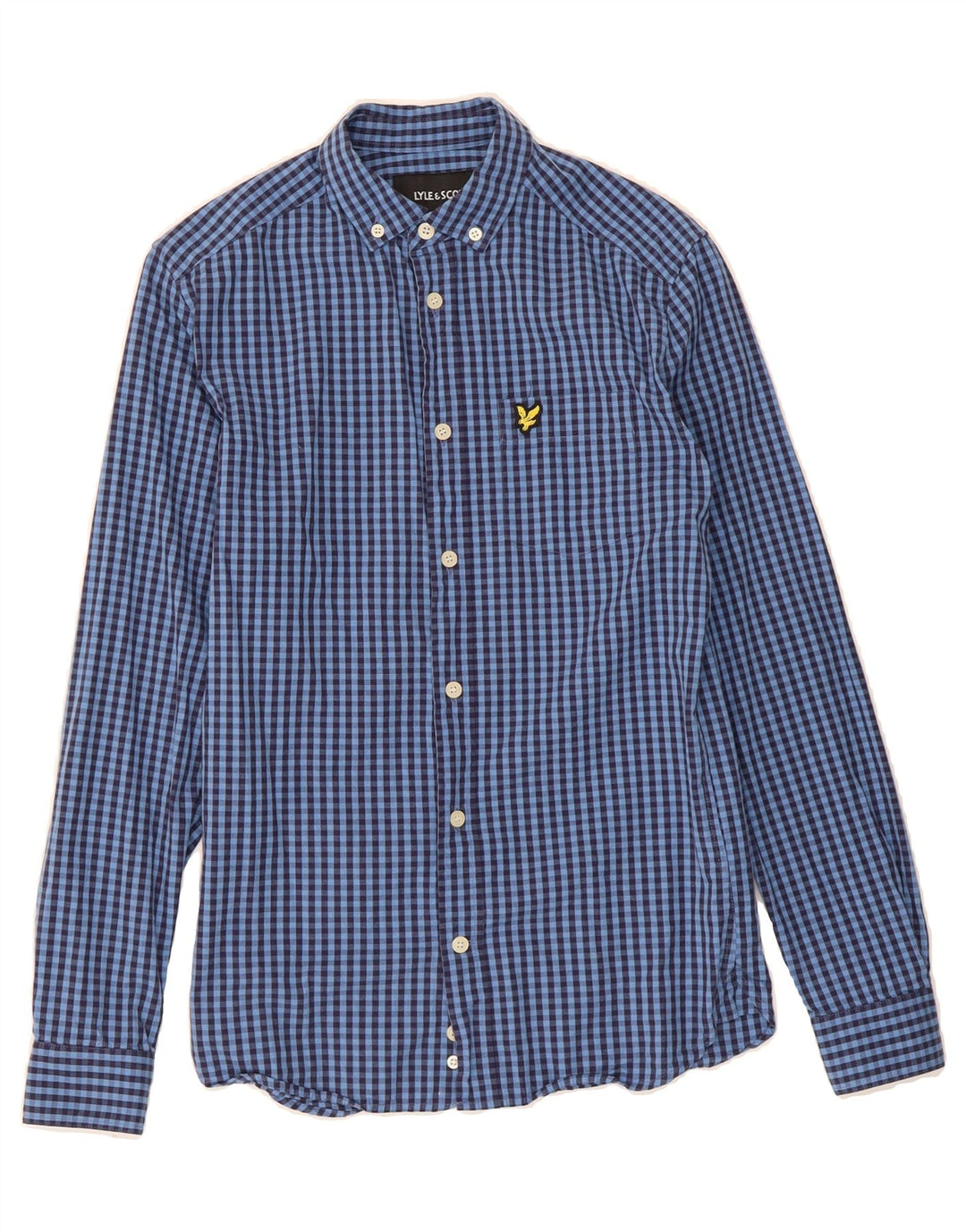 LYLE & SCOTT Mens Slim Fit Shirt XS Blue Gingham Cotton Vintage Lyle & Scott and Second-Hand Lyle & Scott from Messina Hembry 