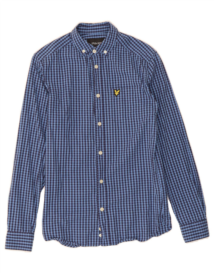 LYLE & SCOTT Mens Slim Fit Shirt XS Blue Gingham Cotton Vintage Lyle & Scott and Second-Hand Lyle & Scott from Messina Hembry 
