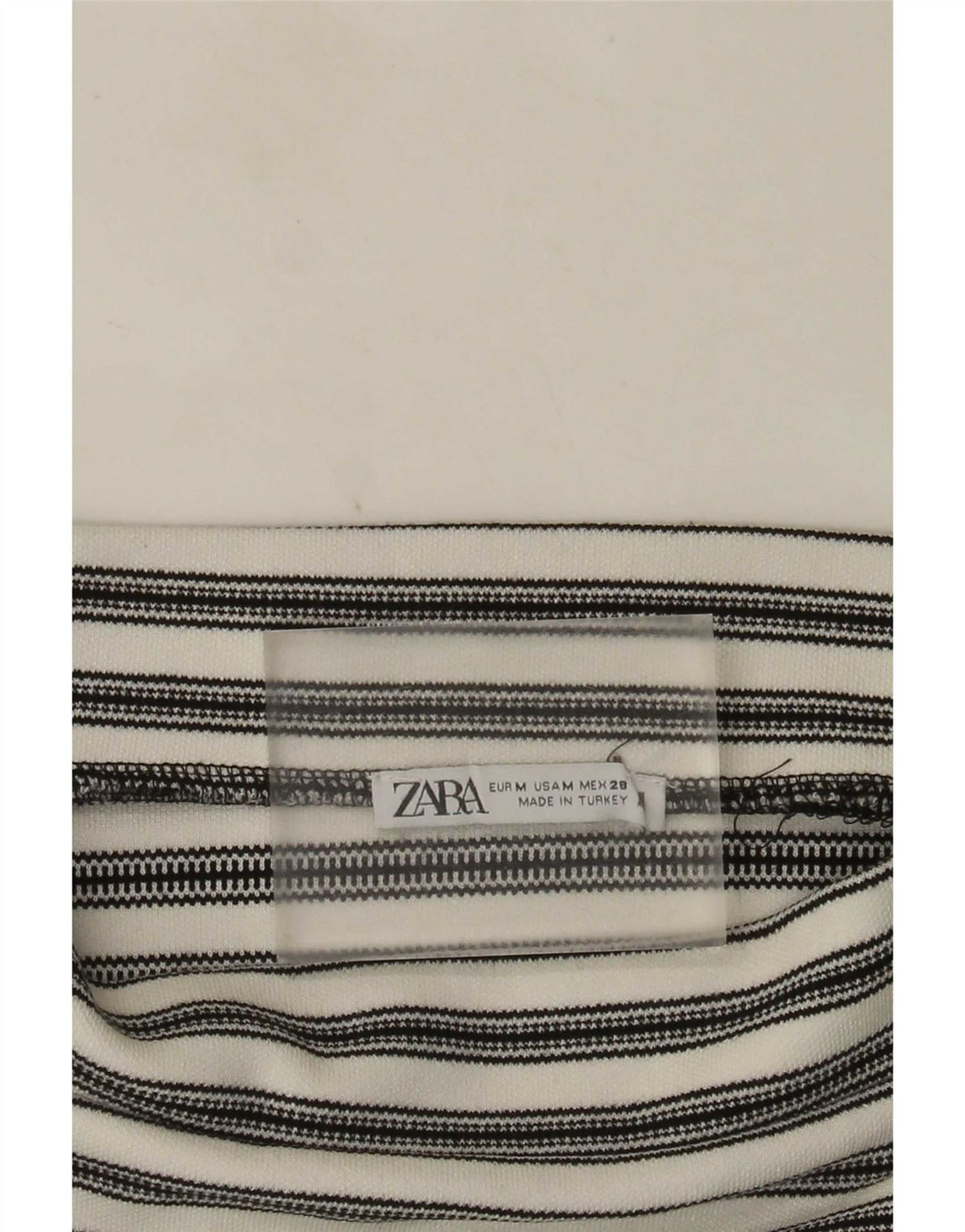 Zara Womens Crop Off Shoulder Top 12 μεσαίου λευκού ριγέ
