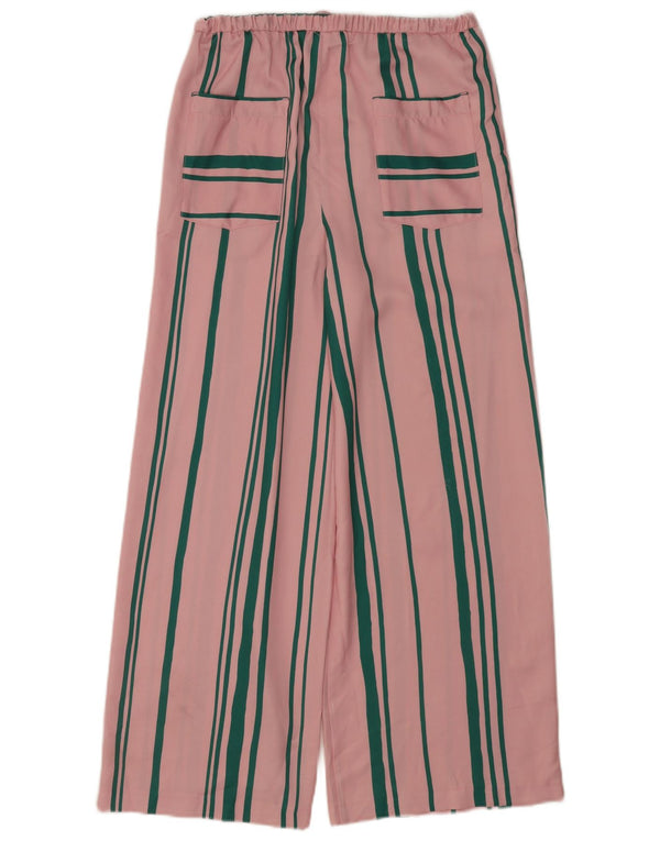 Topshop Womens High Waist Wide Leg Trousers UK 8 Small W26 L28 Pink Striped