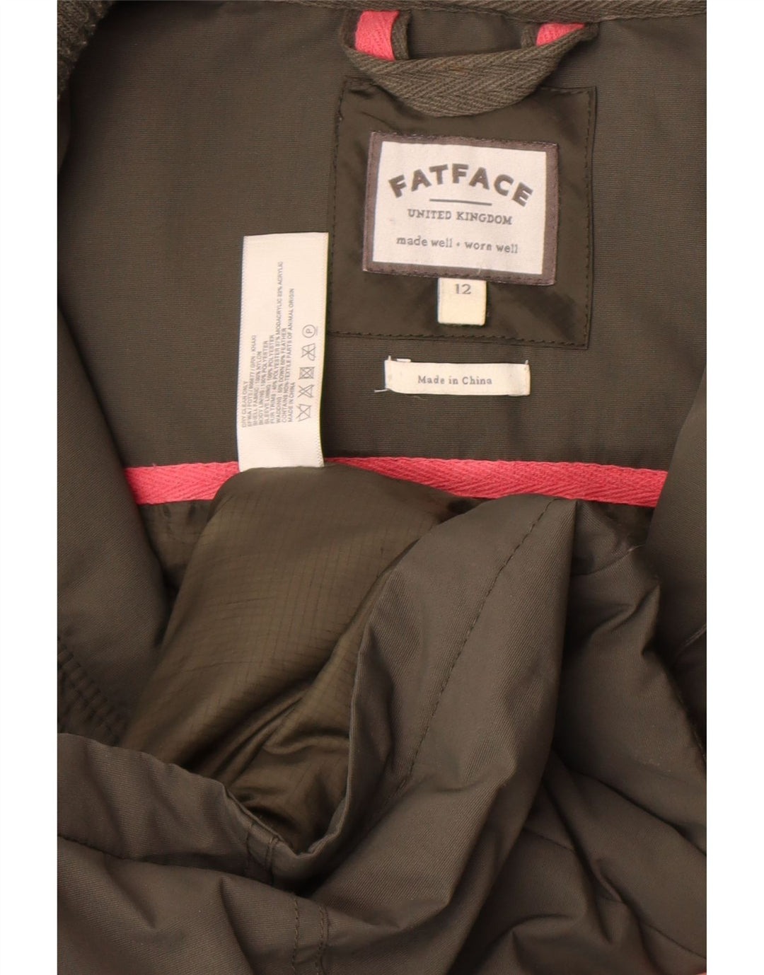Fat Face Γυναικείο παλτό με κουκούλα UK 12 Medium Khaki Nylon