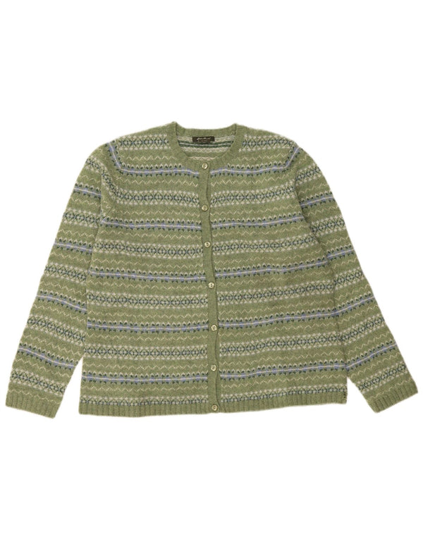 Γυναικείο πουλόβερ με ζακέτα Eddie Bauer UK 18 XL Green Fair Isle Lambswool