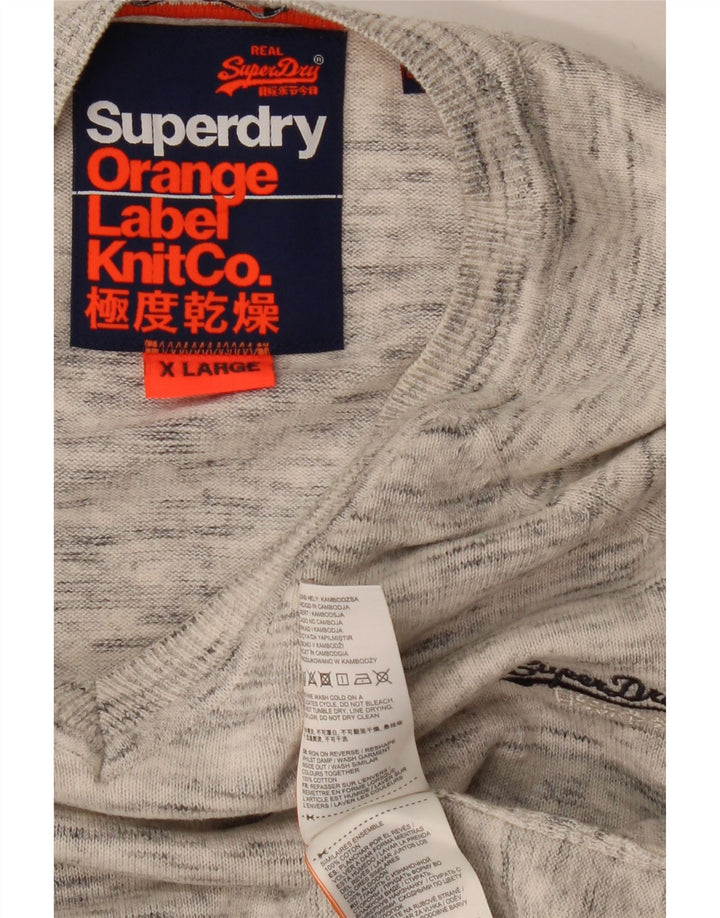 SUPERDRY Γυναικείο πουλόβερ με λαιμόκοψη V UK 18 XL Γκρι βαμβακερό
