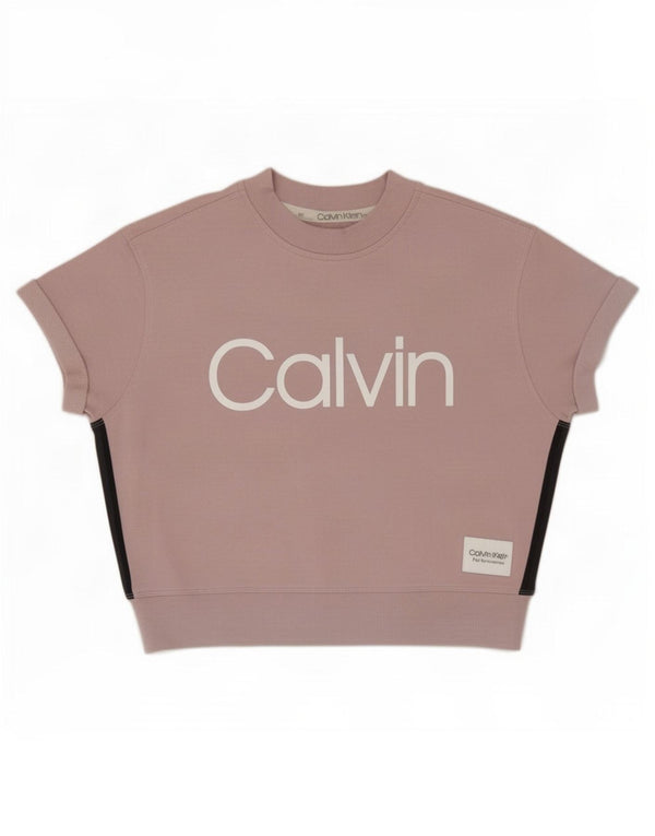 Calvin Klein Γυναικείο Γραφικό Φούτερ Jumper UK 14 Medium Pink