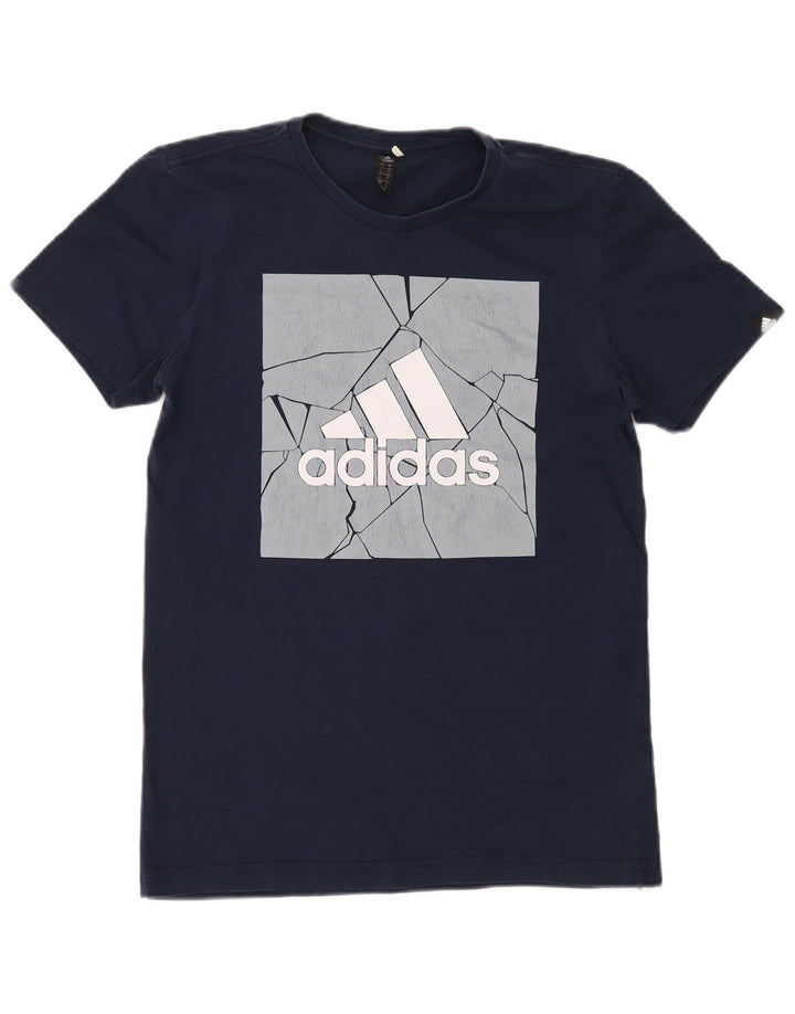 Ανδρικό γραφικό T-Shirt Adidas Top Small Navy Blue από βαμβάκι