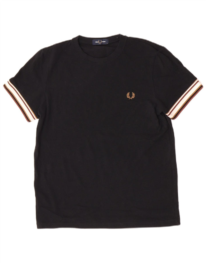 Fred Perry Ανδρικό T-Shirt Top Μεσαίο Μαύρο Colourblock Βαμβακερό