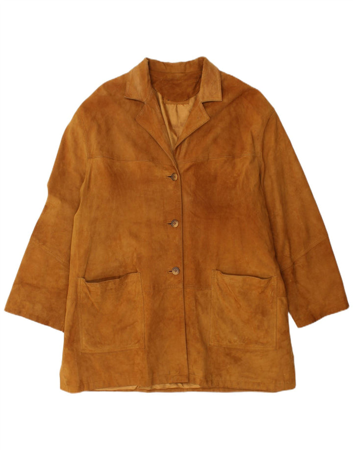 VINTAGE Γυναικείο Suede Jacket UK 18 XL Καφέ Δερμάτινο