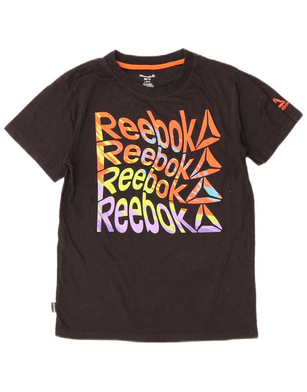 Reebok Boys Graphic T-Shirt Top 10-11 ετών μεγάλο μαύρο βαμβακερό