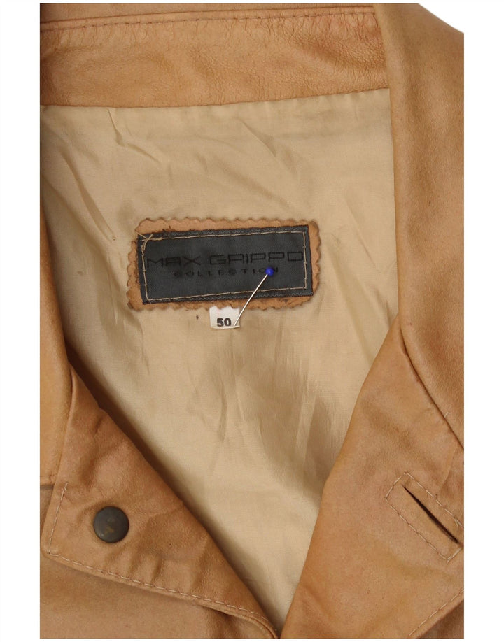 Ανδρικό δερμάτινο μπουφάν Max Grippo Bomber EU 50 Large Beige Leather
