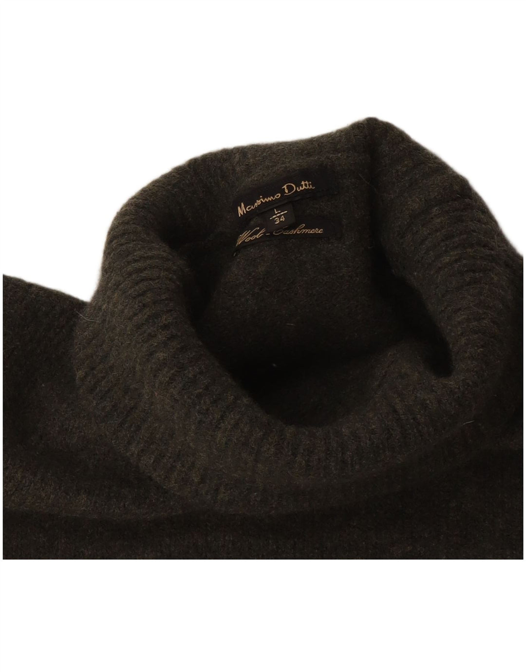 Massimo Dutti Γυναικείο πουλόβερ με ρολό λαιμόκοψη UK 14 Μεγάλο πράσινο μαλλί
