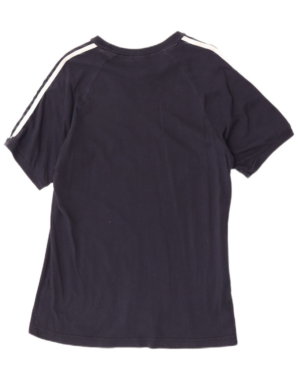 Adidas Γυναικείο T-Shirt Top UK 14 Medium Navy Blue Cotton Sports