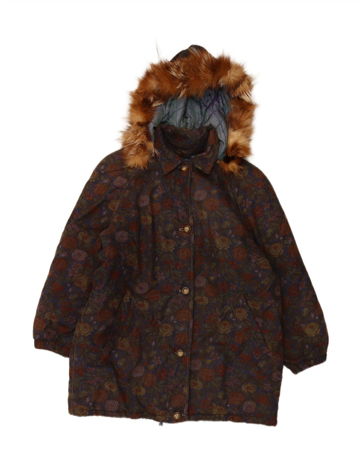 CAROL Womens Hooded Windbreaker Coat IT 44 Medium Multicoloured Floral