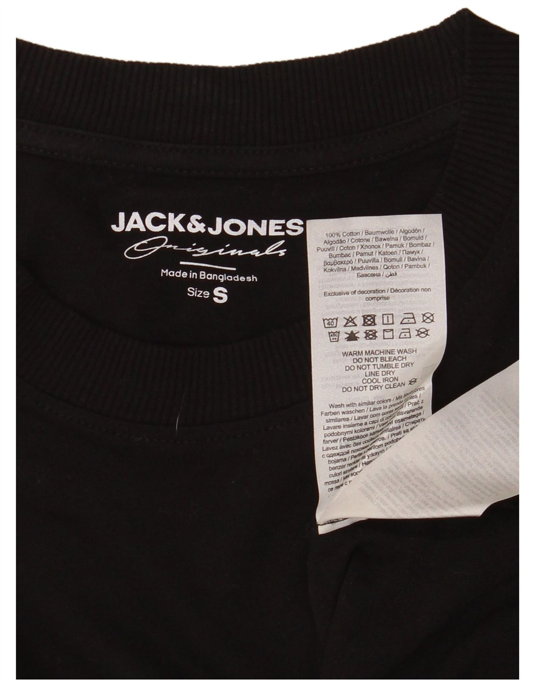 JACK & JONES Ανδρικό Μακρυμάνικο Μπλουζάκι Μικρό Μαύρο Βαμβακερό