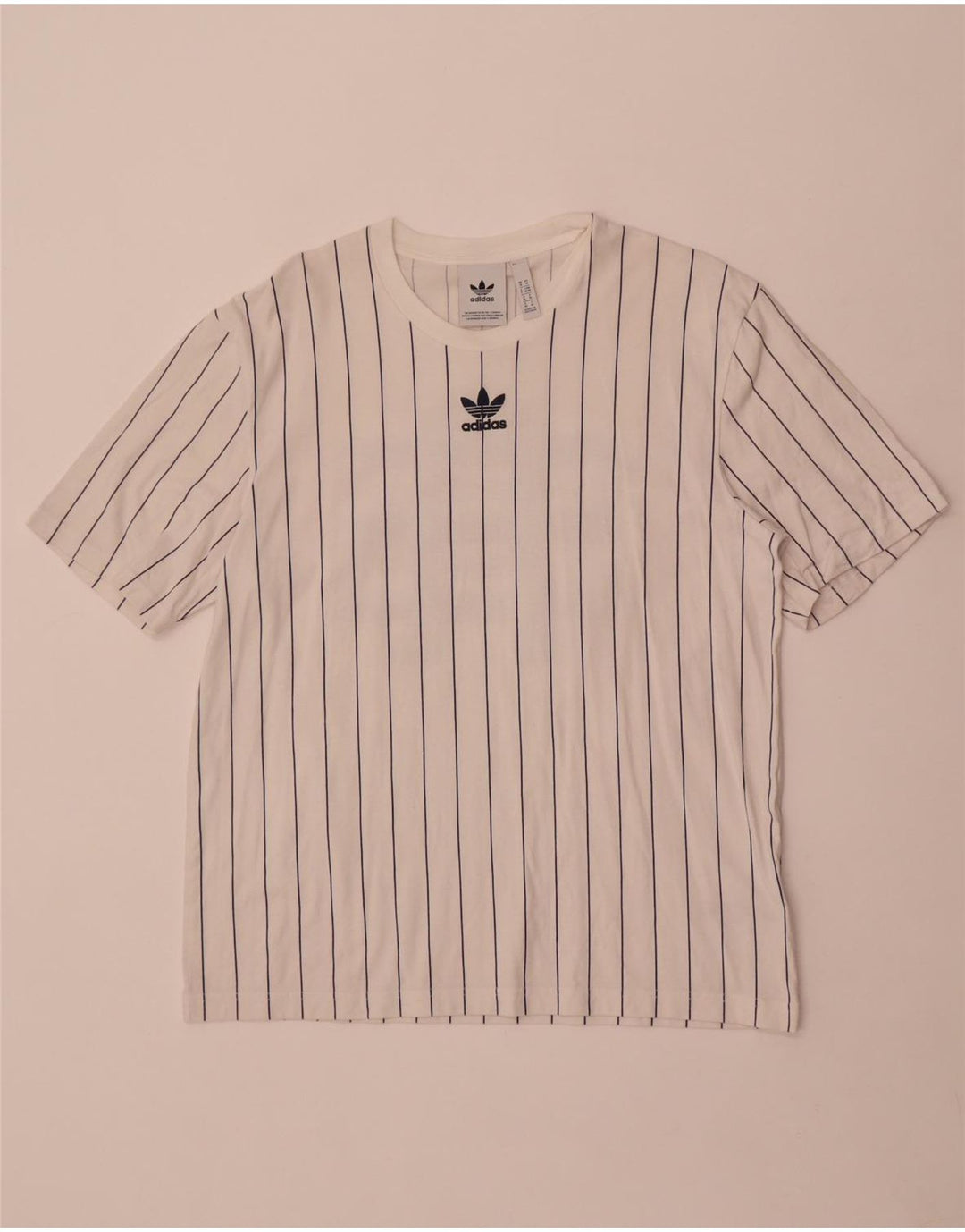 Ανδρικό γραφικό T-Shirt Adidas Top Βαμβακερό μεσαίο λευκό ριγέ