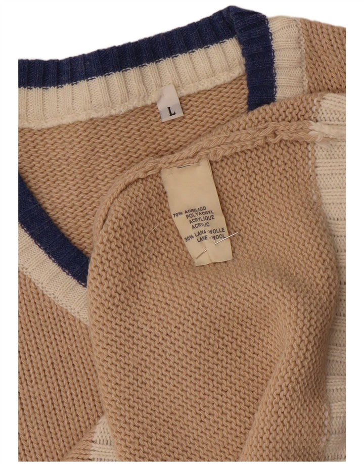 Vintage Ανδρικό Γραφικό Γιλέκο Tank Top Μεγάλο Μπεζ Ακρυλικό