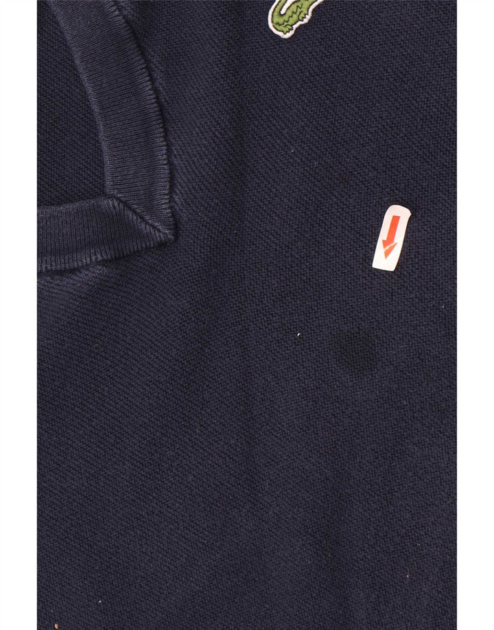 Γυναικείο πουλόβερ Lacoste Crop με λαιμόκοψη με λαιμόκοψη, μέγεθος 38, μεσαίο μπλε βαμβακερό