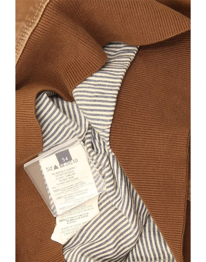 Trussardi Jeans Ανδρικό Δερμάτινο Μπουφάν UK 38 Δερμάτινο Μεσαίο Καφέ