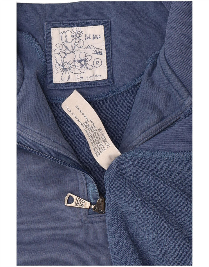 FAT FACE Γυναικείο φούτερ με φερμουάρ Jumper UK 12 μεσαίο μπλε βαμβακερό