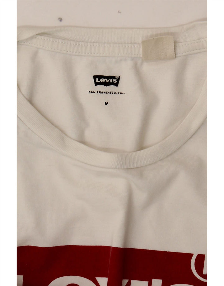 LEVI'S Womens Graphic T-Shirt Top UK 14 Medium White Vintage Levi's and Second-Hand Levi's from Messina Hembry 