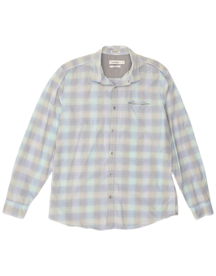 Ανδρικό πουκάμισο Calvin Klein Large Blue Check Cotton