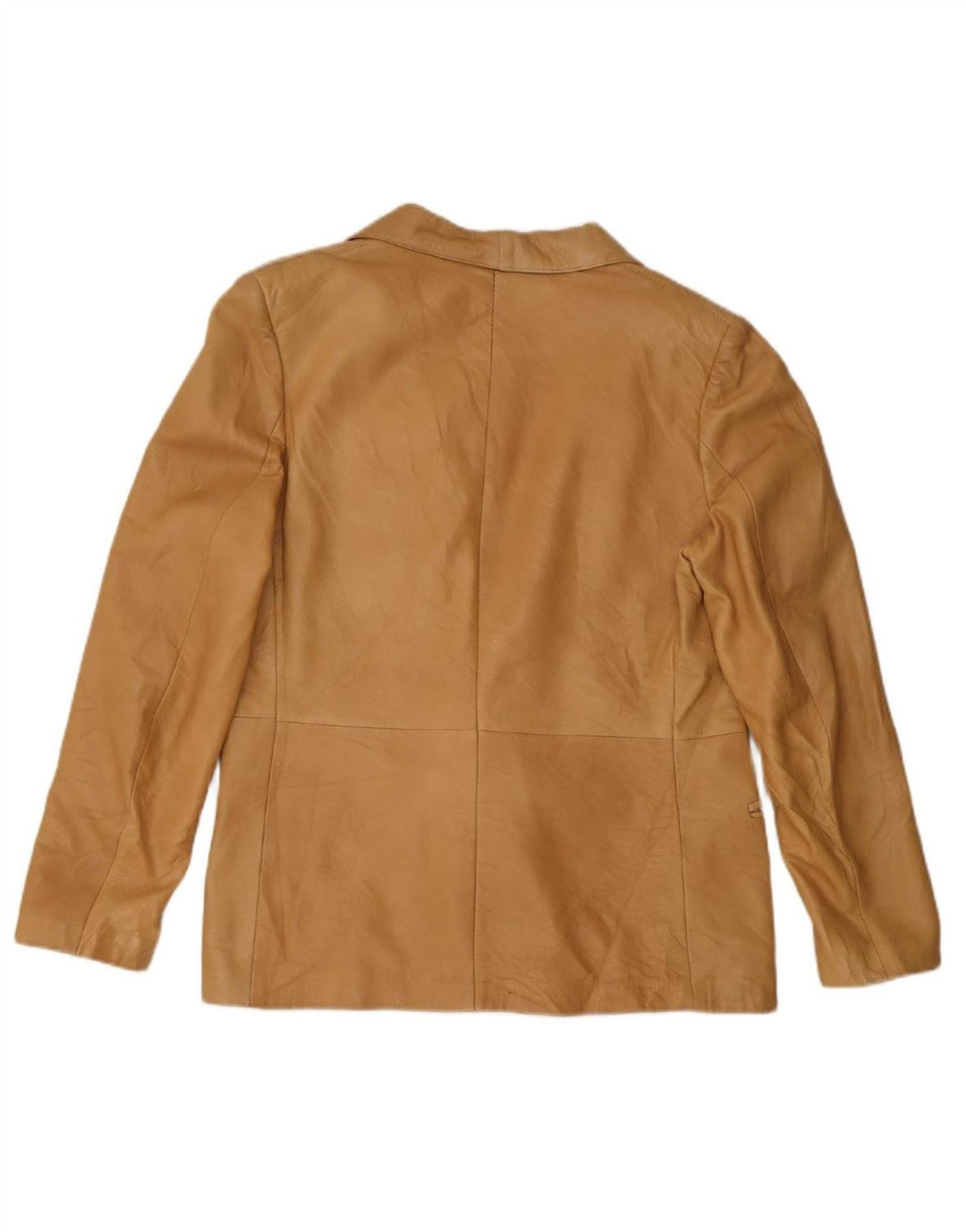 VINTAGE Womens Double Breasted Blazer Jacket IT 40 Small Beige Leather