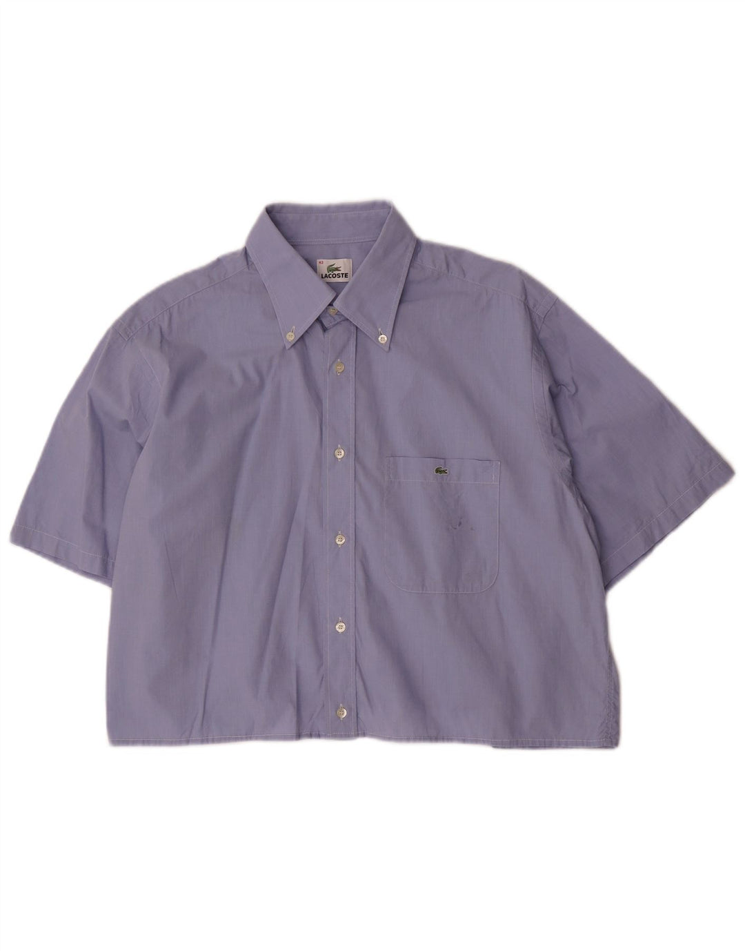 Γυναικείο κοντομάνικο πουκάμισο LACOSTE Crop Oversized Μέγεθος 43 Large Μπλε