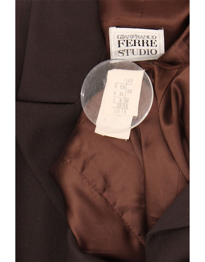 GIANFRANCO FERRE Womens 2 Button Blazer Jacket UK 10 Small Brown Wool Vintage Gianfranco Ferre and Second-Hand Gianfranco Ferre from Messina Hembry 
