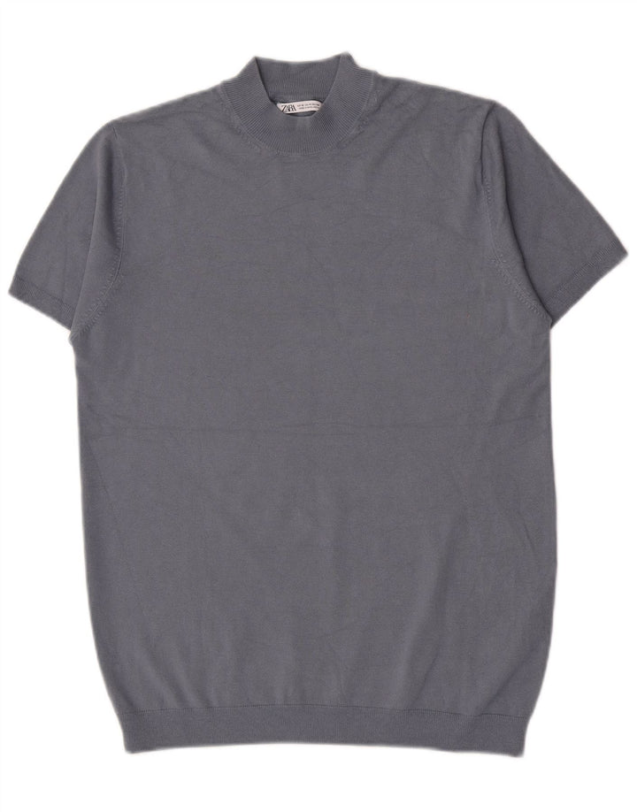 Ανδρικό T-Shirt Zara Top μεσαίο μπλε βισκόζη