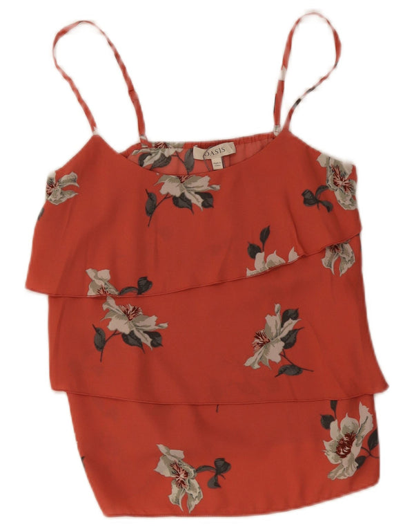 Oasis Womens Tiered Cami Top UK 8 Small Red Floral Polyester