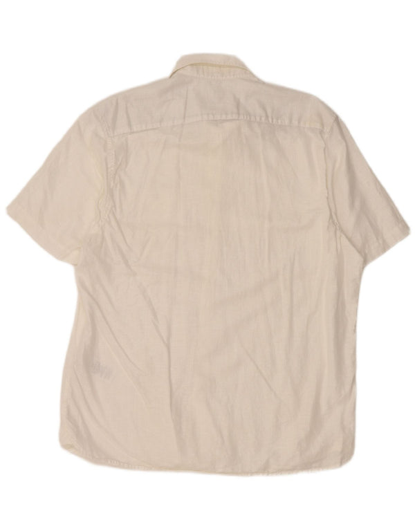 TED BAKER Ανδρικό κοντομάνικο πουκάμισο μέγεθος 5 XL Λευκό λινό