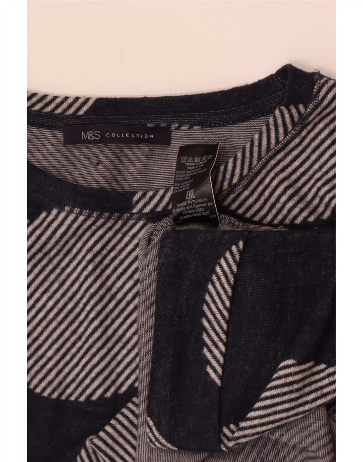 Marks & Spencer Γυναικείο τοπ 3/4 μανίκια UK 12 Medium Navy Blue γεωμετρικό