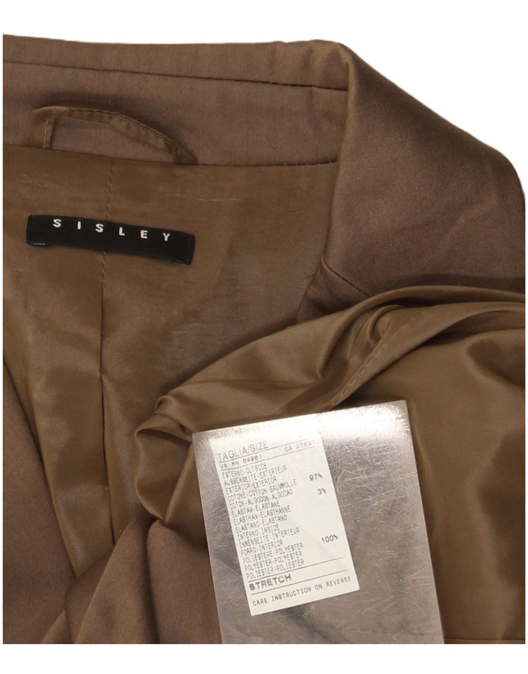 SISLEY Γυναικείο Μπουφάν Blazer με 2 Κουμπιά IT 38 XS Καφέ Βαμβακερό