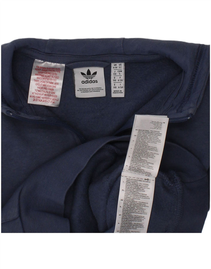 Adidas Boys Γραφικό Φούτερ με φερμουάρ με κουκούλα 4-5 ετών Μπλε βαμβακερό