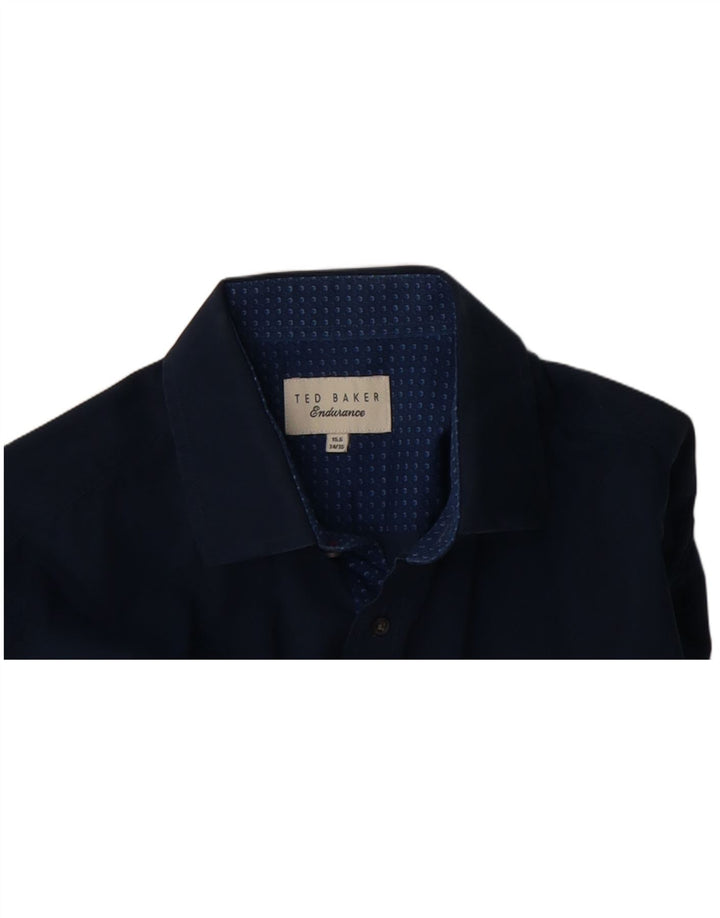 TED BAKER Mens Shirt Size 15 1/2 Medium Navy Blue Cotton