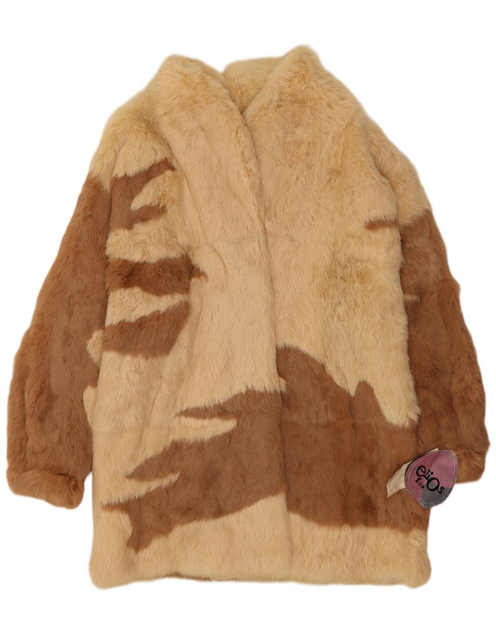 Elios Γυναικείο Υπερμεγέθη Γούνινο Παλτό IT 44 Μέτριο Μπεζ Χρώμα Κουνέλι Γούνα