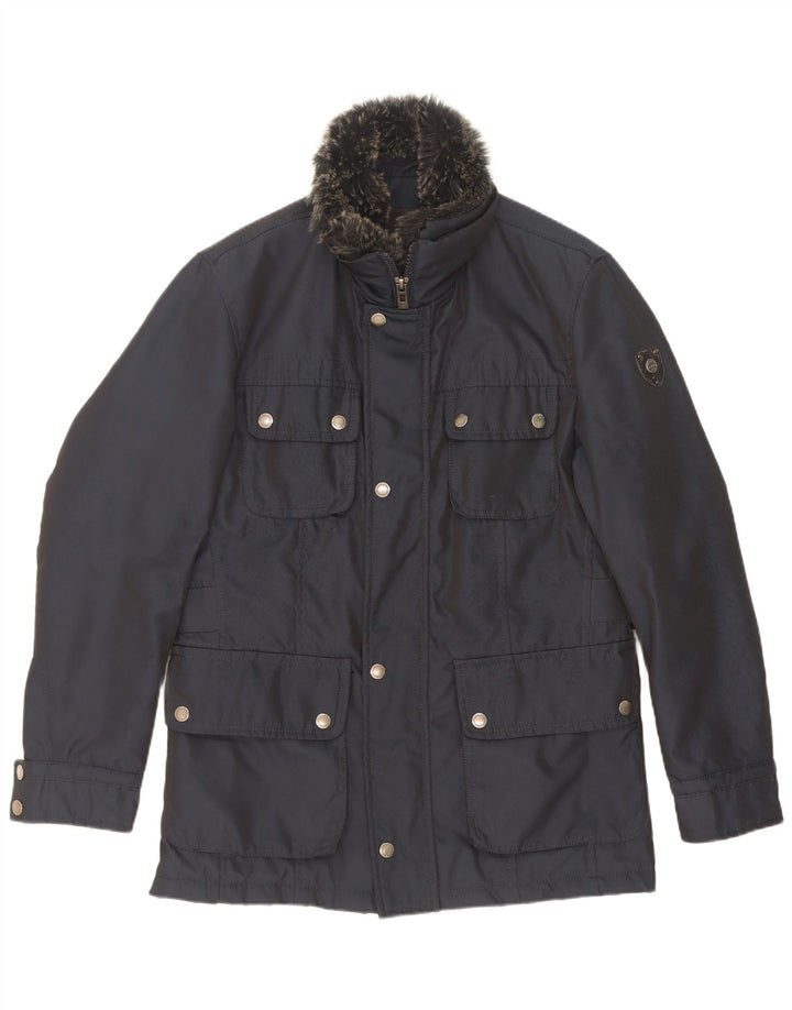 Wampum Mens Utility Jacket UK 38 Medium Navy Blue Polyester