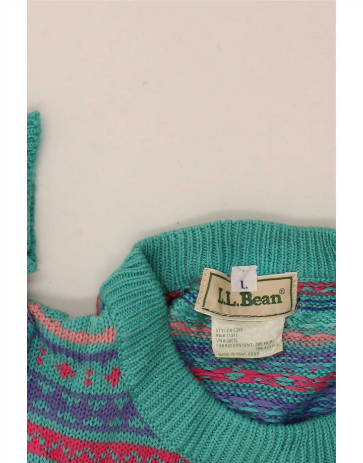 Ανδρικό πουλόβερ L.L.Bean Crew Neck Jumper Μεγάλο πολύχρωμο μαλλί Fair Isle