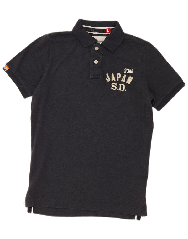 Ανδρικό γραφικό μπλουζάκι πόλο Superdry Μεγάλο μπλε ναυτικό βαμβακερό αθλητικό