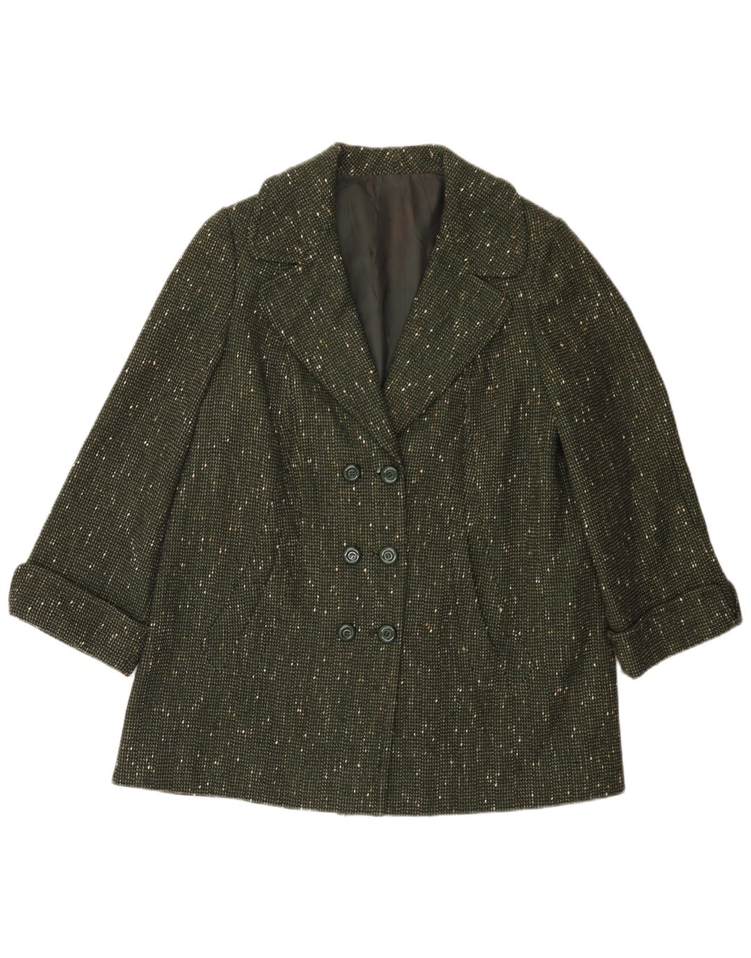 Vintage γυναικείο πανωφόρι UK 14 Large Green Flecked