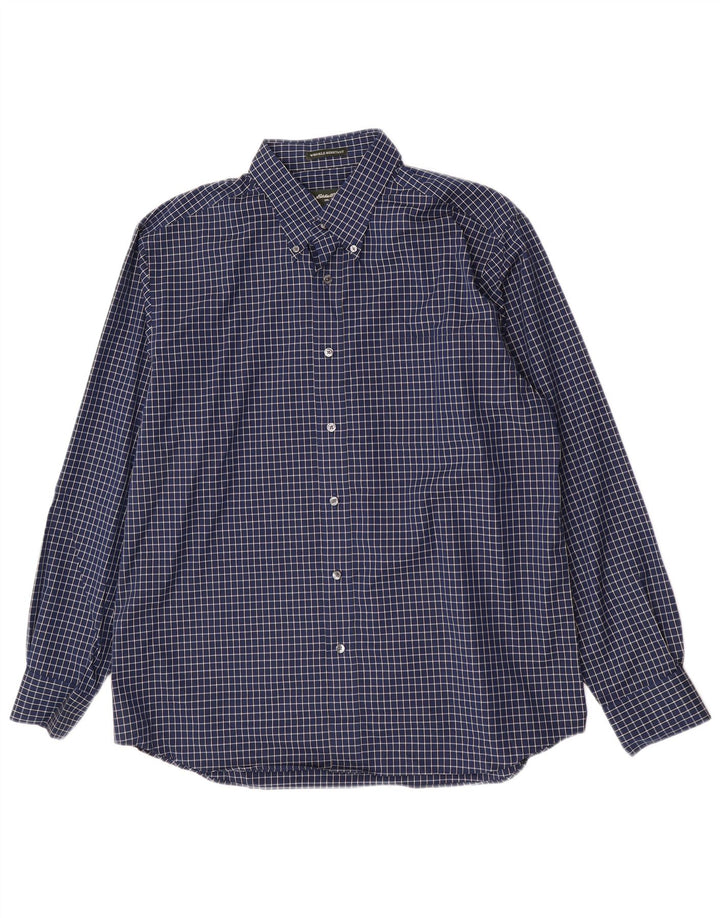 Ανδρικό πουκάμισο Eddie Bauer Large Navy Blue Check Cotton