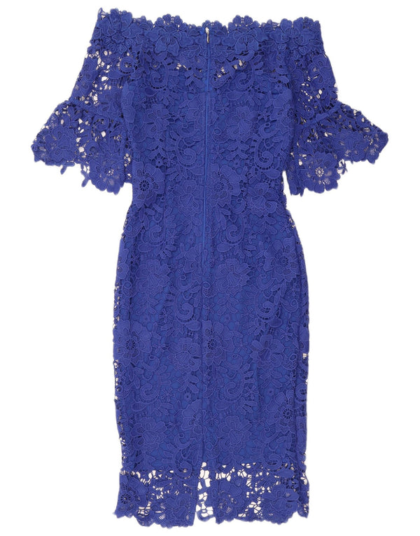 PAPER DOLLS Γυναικείο φόρεμα Off Shoulder UK 8 Small Blue Floral Polyester