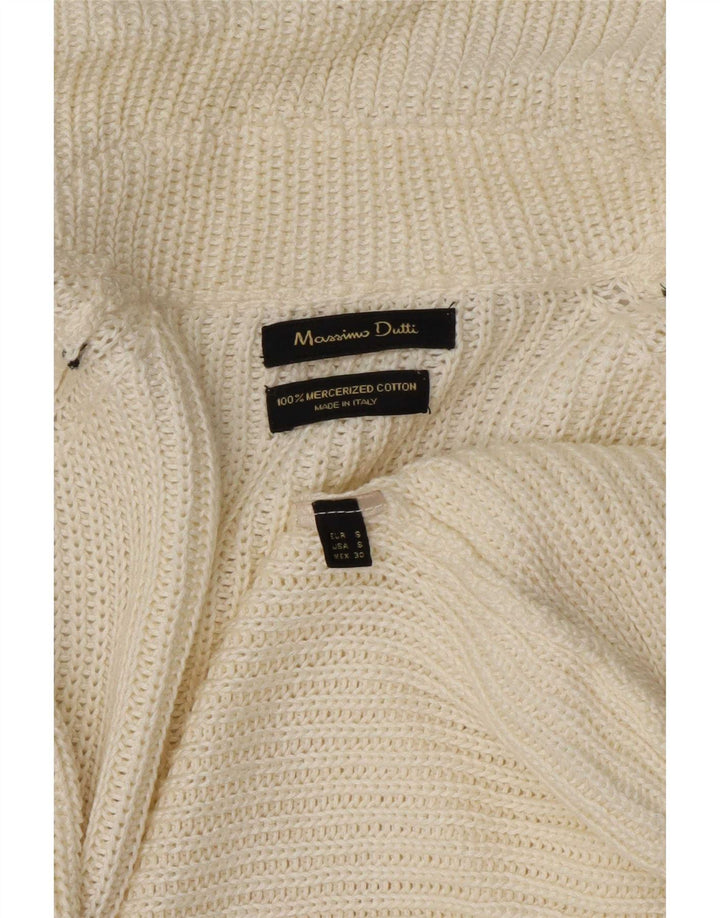 Massimo Dutti Γυναικείο Longline ανοιχτό πουλόβερ ζακέτα UK 10 Small Off White