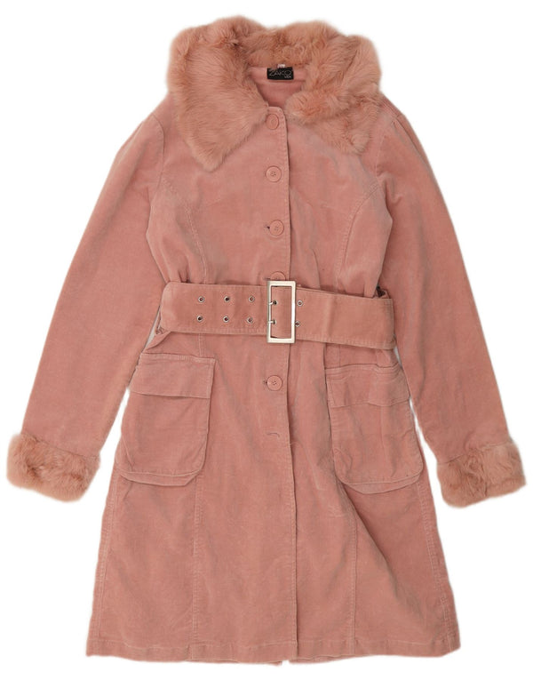 Vintage Γυναικείο Κοτλέ Παλτό UK 10 Small Pink Cotton