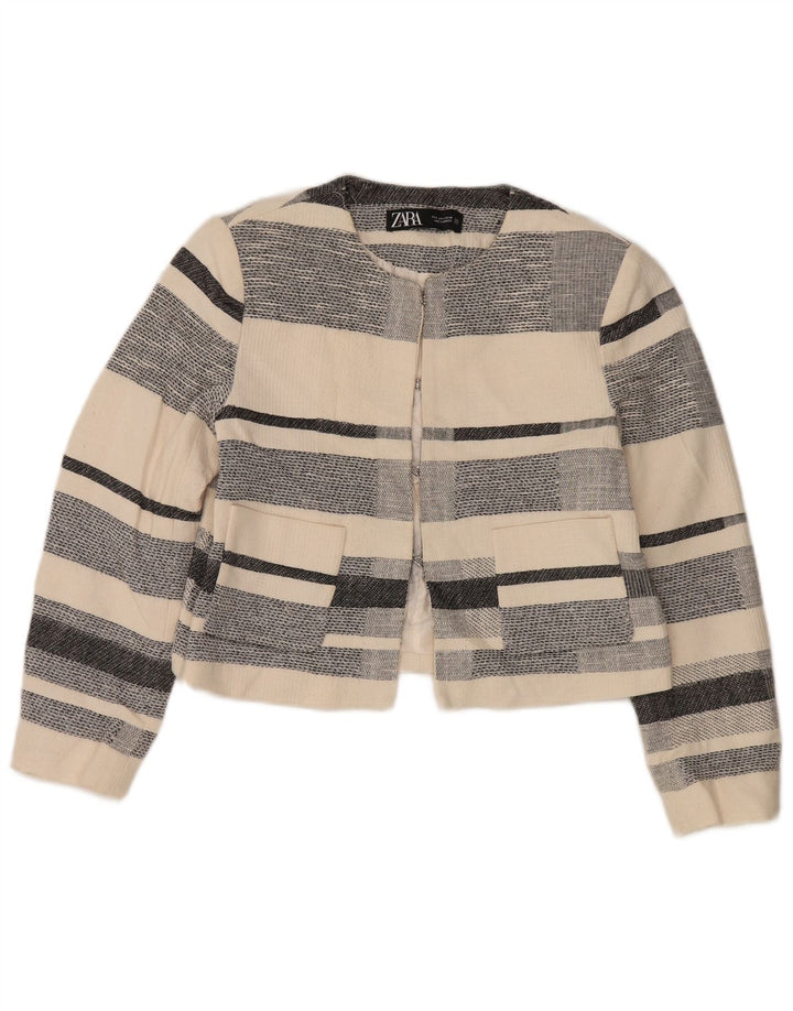 Zara Γυναικείο μπουφάν Bolero UK 10 Small Off White ριγέ