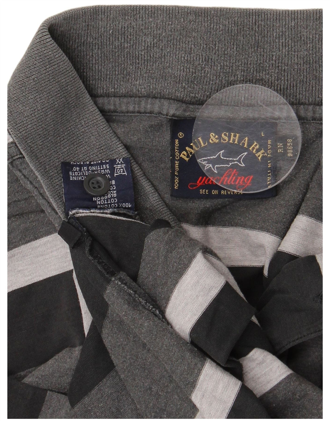 PAUL & SHARK Ανδρικό πουκάμισο Polo Yachting μεγάλο γκρι βαμβακερό ριγέ