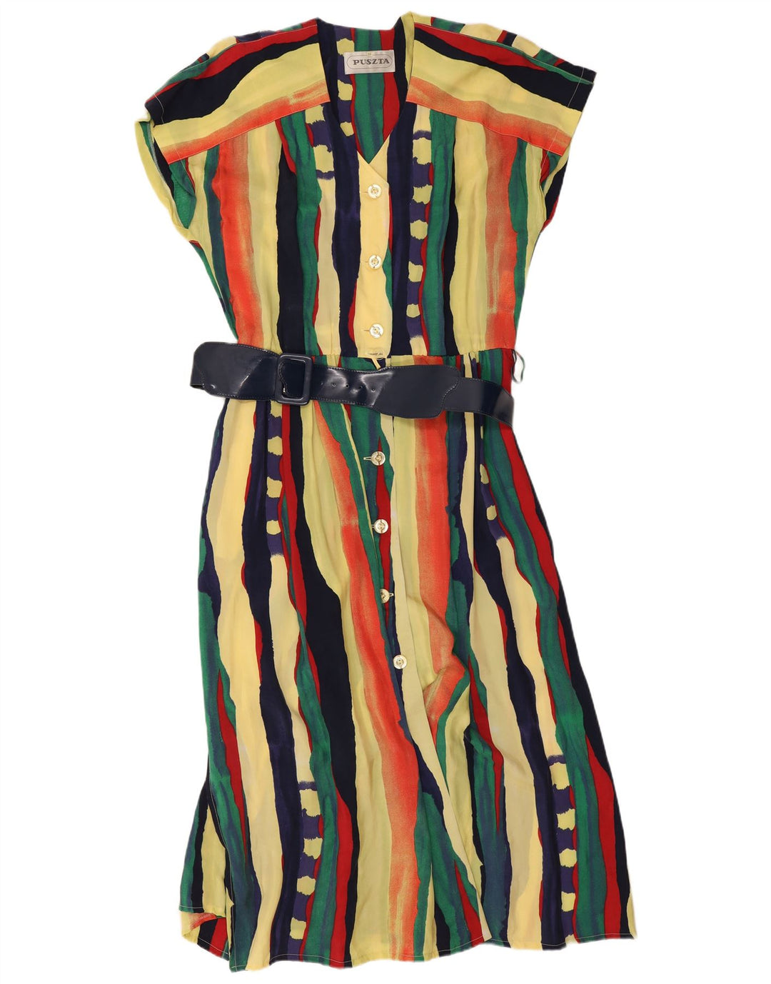 Puszta γυναικείο κοντομάνικο πουκάμισο φόρεμα IT 44 μεσαίο πολύχρωμο ριγέ