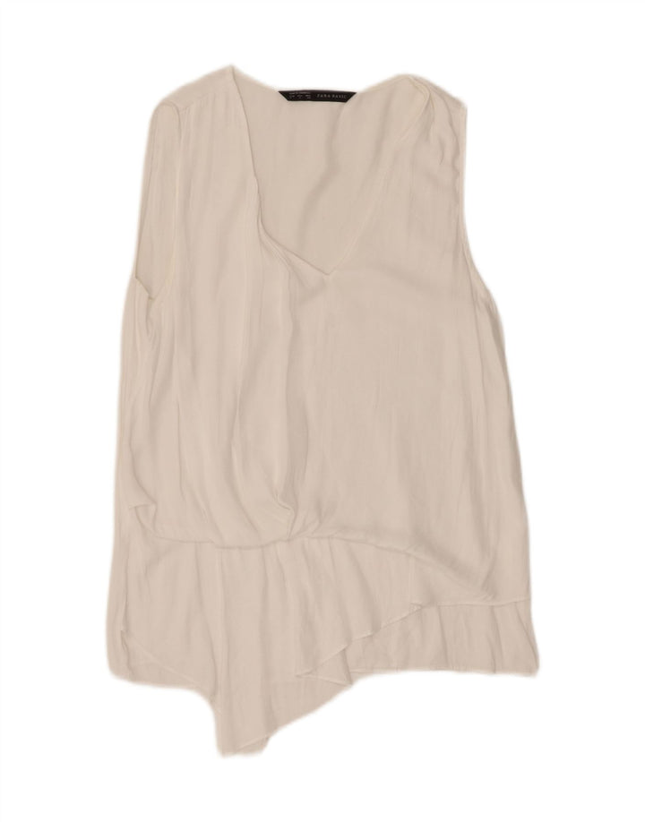 Zara Γυναικεία Αμάνικη Μπλούζα Τοπ UK 10 Small White