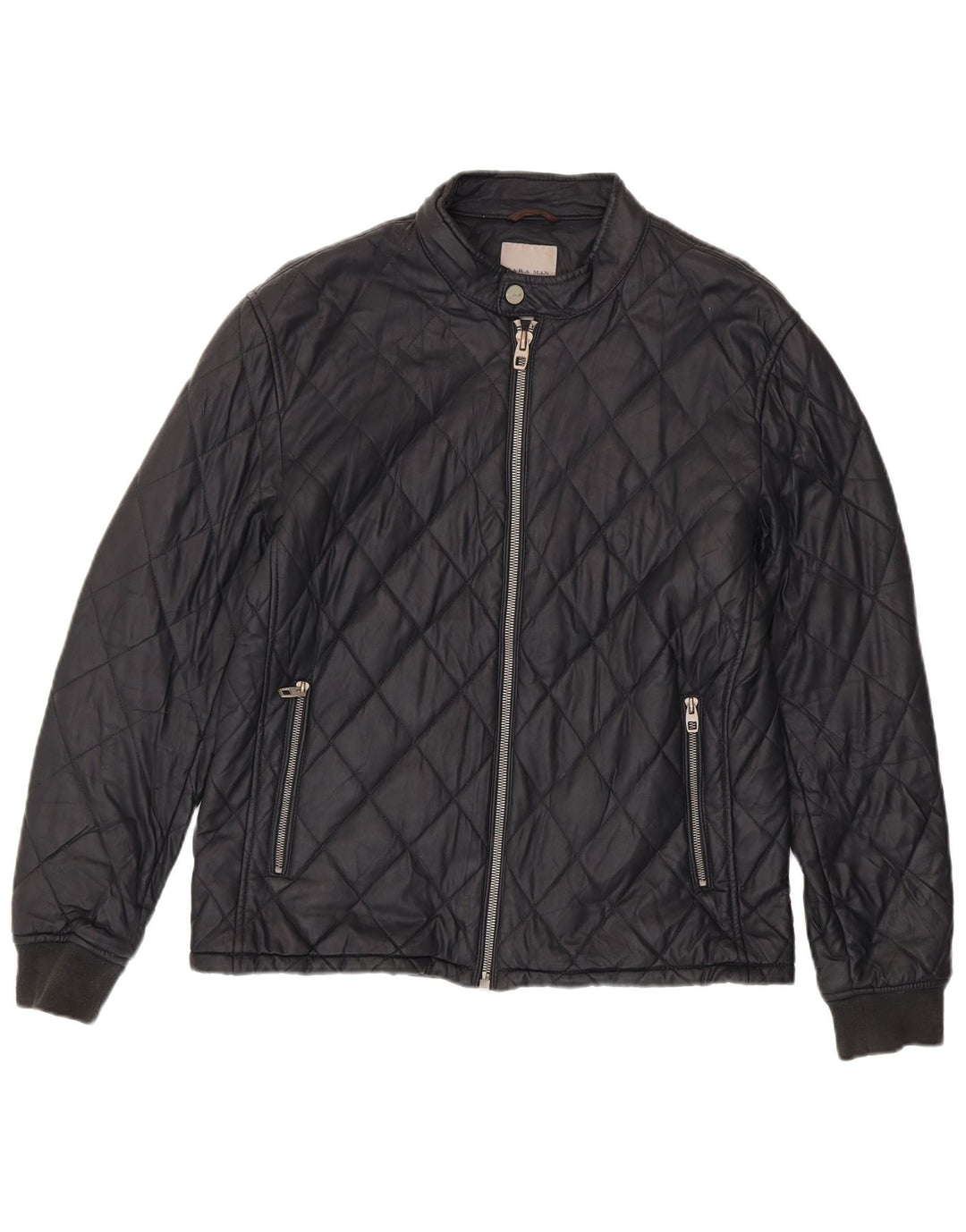 Zara Ανδρικό καπιτονέ μπουφάν UK 42 XL Μαύρο Πολυεστέρας
